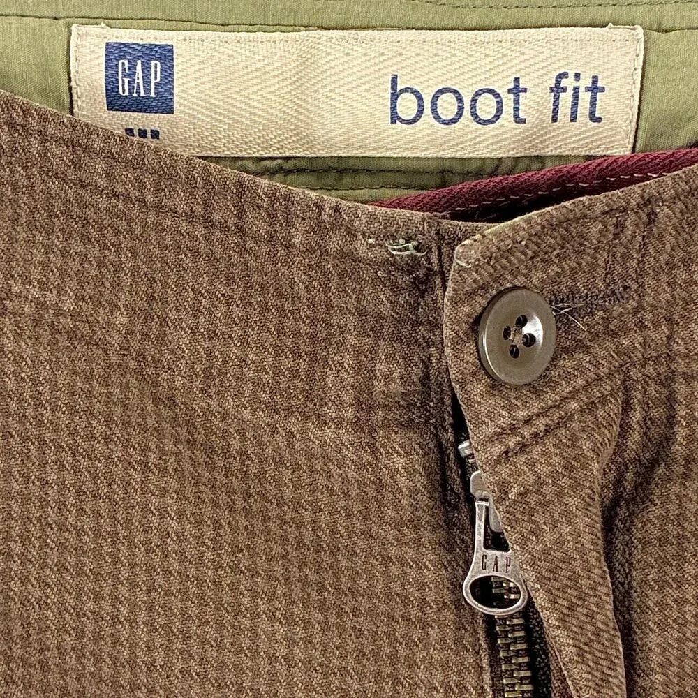 VTG Gap Pants Mens 36x34 (36x32) Brown Houndstooth Boot Fit Baggy Preppy Y2K